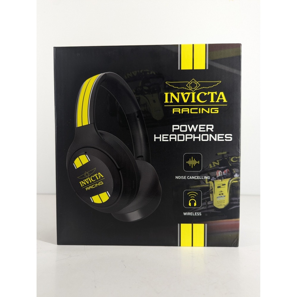 Invicta Racing Power Headphones Wireless Noise Cancelling Black Yellow IG0373